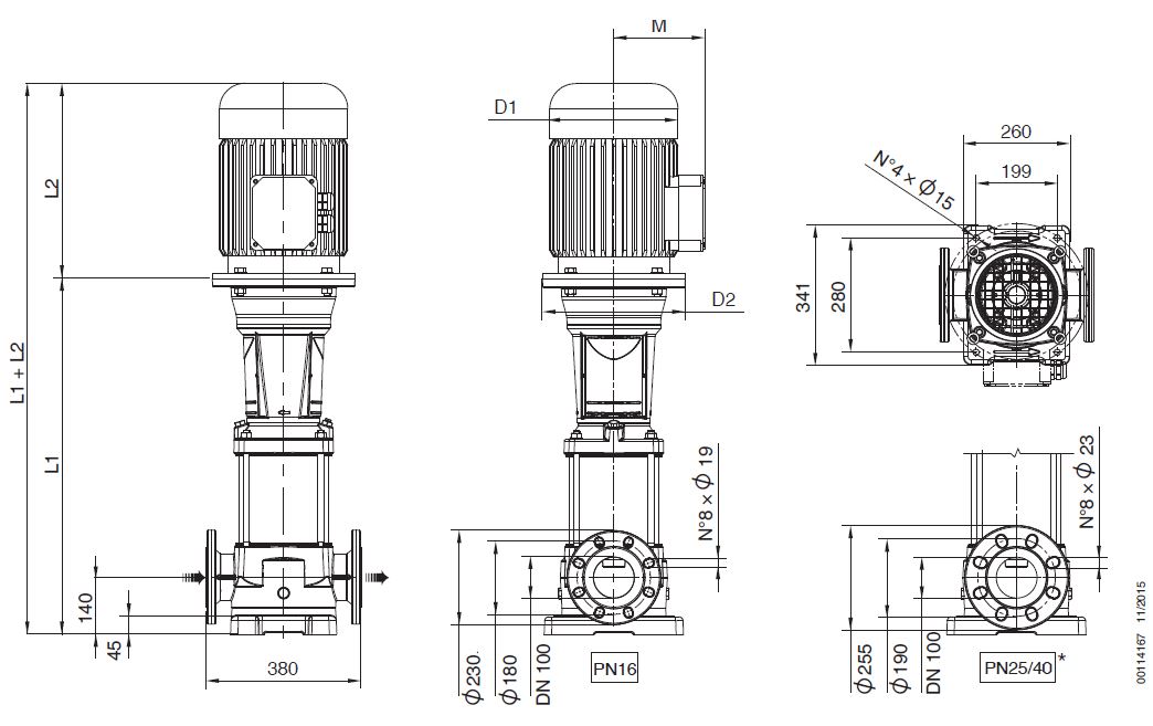 EV95 Horizontal Multistage Dimensions